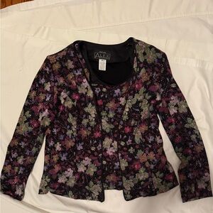 Alex Evenings Women's Sparkling Multicolor Floral jacket set